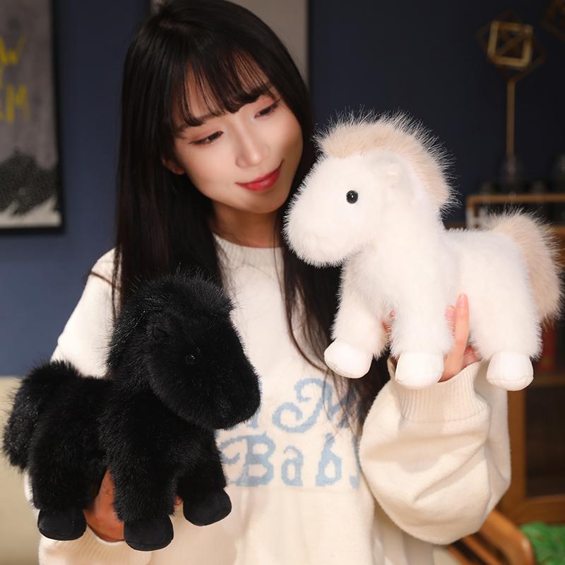 2335Cm Simulation Cute Horse Plush Doll Brown White Long Hair Animal Horse Plush Toy Home Decoration Birthday Gift For Boys