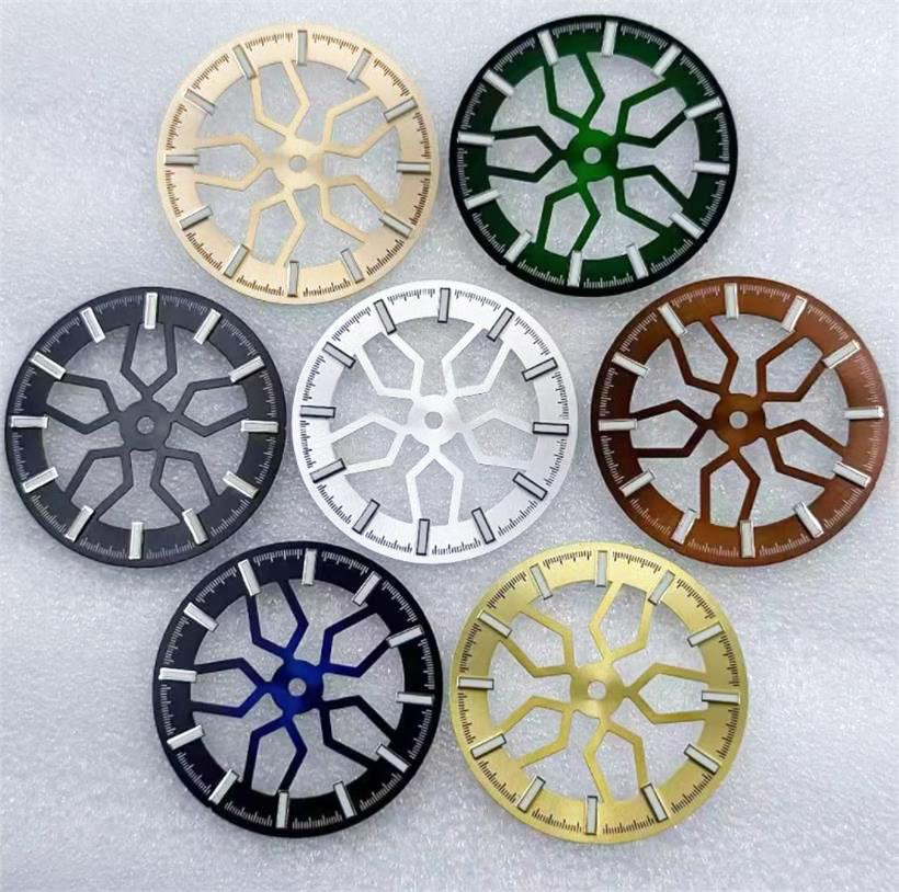 31.8MM Hollow Out Wheel Bone Green Luminous Dial Suitable For NH70 NH38 Mechanical Movement Watch Accessories