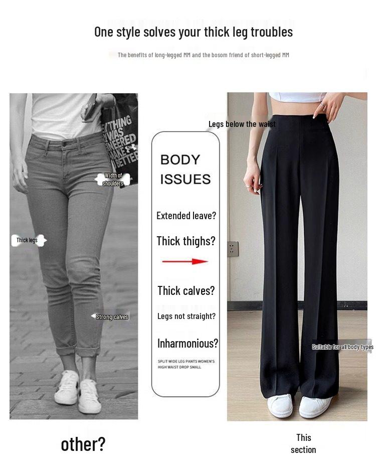 High Waist Micro Flare Wide Leg Pants for Women - Summer 2025 Slimming Draped Style