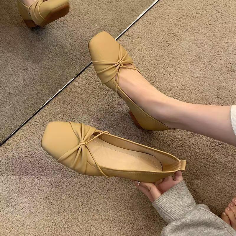 Mary Jane fairy with skirt single shoes girl 2025 new summer shallow mouth evening breeze flat bottom one pedal grandma laden shoes