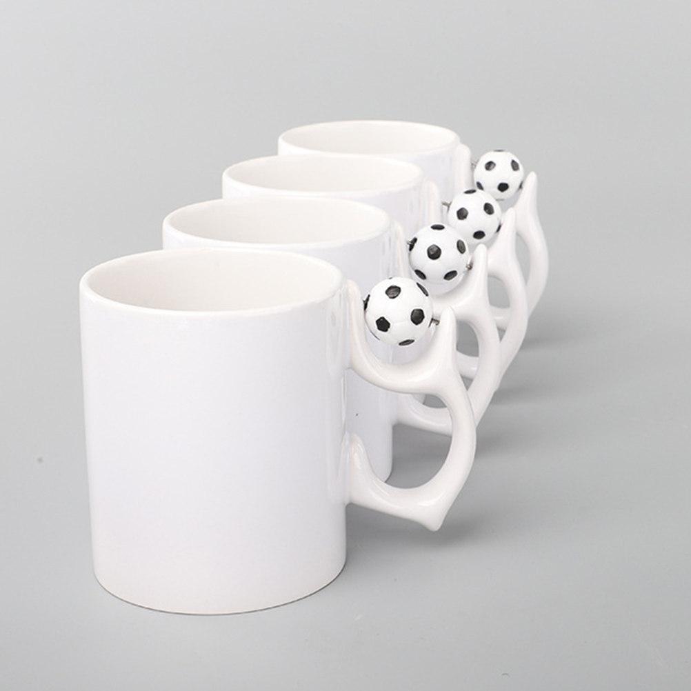 2Pcs Soccer Mugs Ceramic Coffee Cups White Milk Drink Containers Creative Multifunctional Beverage Storage Cup Gifts for Couples