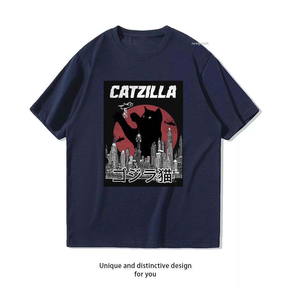 Catzilla Vintage Essential Vintage Harajuku TShirt Women Unisex Casual Cotton Graphic T Shirts Classic Oneck Shirt