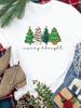 (Asian Size) star trend cute New Year festival Women Print Holiday Tee Top  Merry Christmas Casual Lady Short Sleeve Fashion Graphic T-shirts