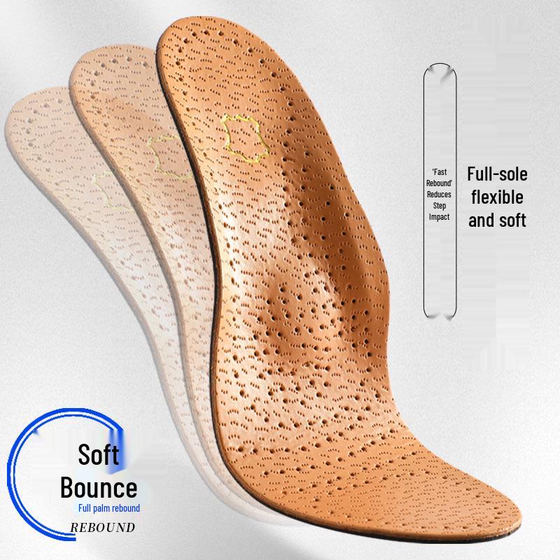 Orthopedic Genuine Leather High Arch Support Insoles - Odor-Resistant, Breathable, Sweat-Absorbent for Men & Women