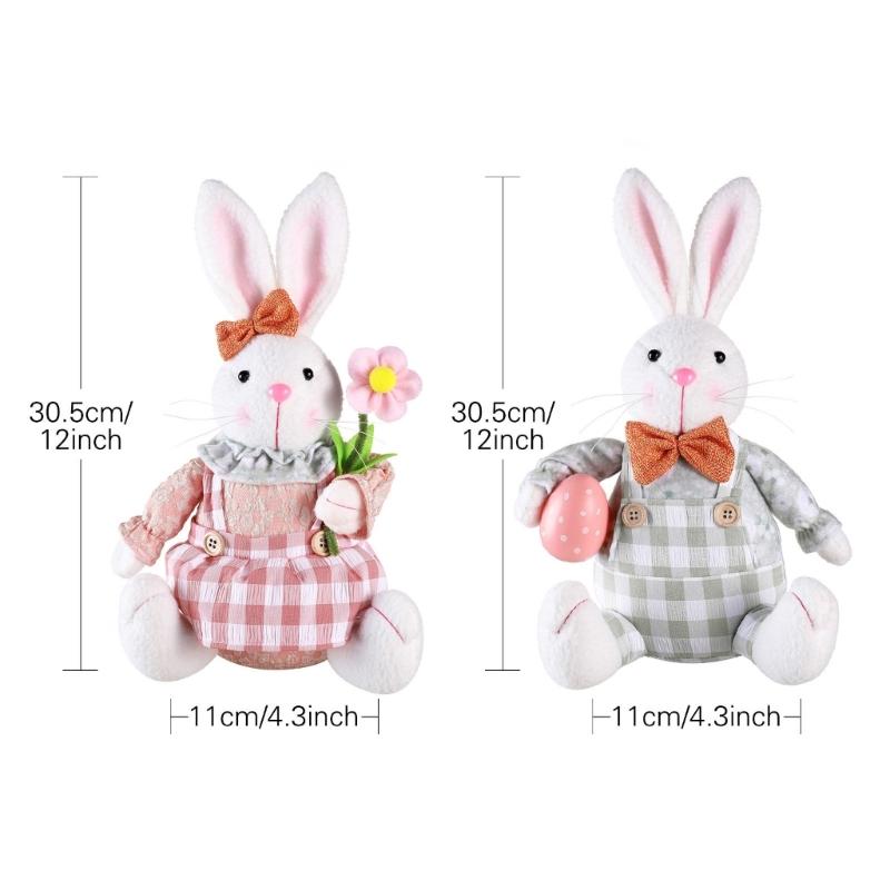 Spring Rabbit Doll Rabbit Figure for Easter Party Decors Kids Holiday Gift Colorful Accent for Windowsill Shelf