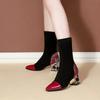 Women's Boots Fabric High Heel Autumn Sock Boots Women Fashion Zipper Pumps Pointed Toe Slip on All-match Single Boots Size35-40