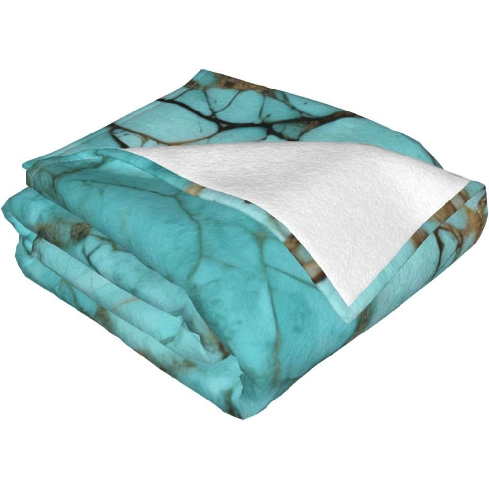 Turquoise Marble Pattern Flannel Blanket Teal Brown Marble Texture Print Soft Warm Throw Blanket Sofa Bedroom Modern Home Decor Gift