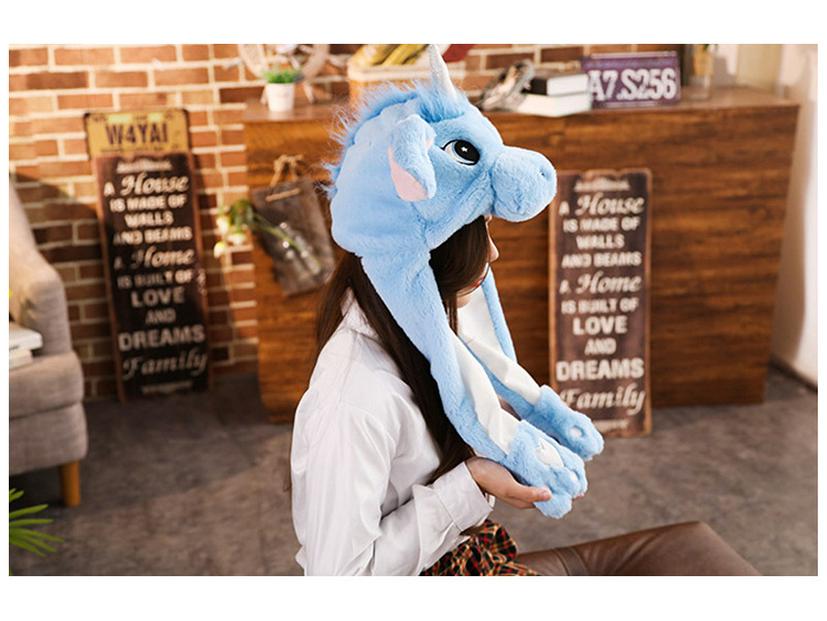 Adorable Unicorn Plush Hat with Moving Ears - Cute Pony Headgear for Kids & Adults