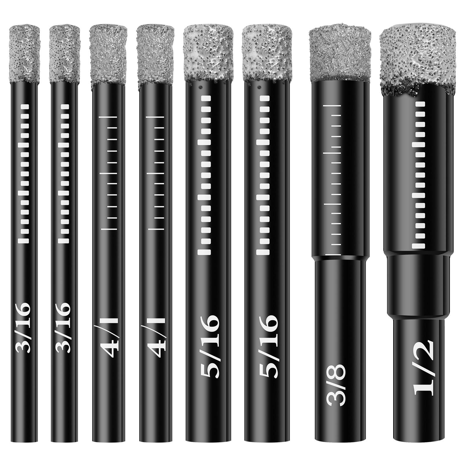

9/8 шт. алмазное сверло для керамической плитки 5/6/8/10/12 мм с круглым хвостовиком для сверления отверстий в плитке для стекла, мрамора, гранита