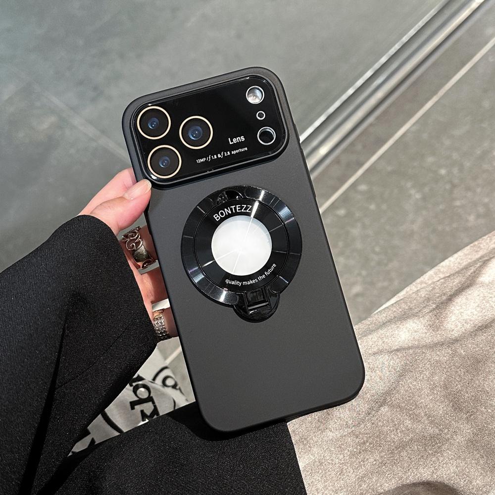 Luxury Glass Camera Phone Case For IPhone 17Pro Max Air 16 Plus 15 14 13 12 Magnetic Bracket Glossy Full-pack Anti-Drop PC Cover