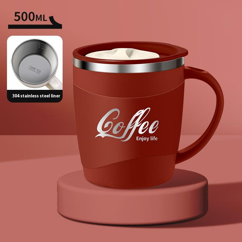 

304 Stainless Steel Mug, Double-layer Heat and Cold Preservation, Business Portable Coffee Cup Office with Handle for Making Tea 600ml