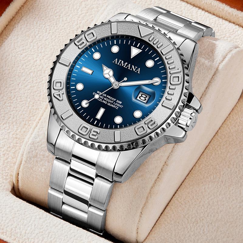 Швейцарские Водонепроницаемые Светящиеся Мужские Кварцевые Часы из Антикварной Стали