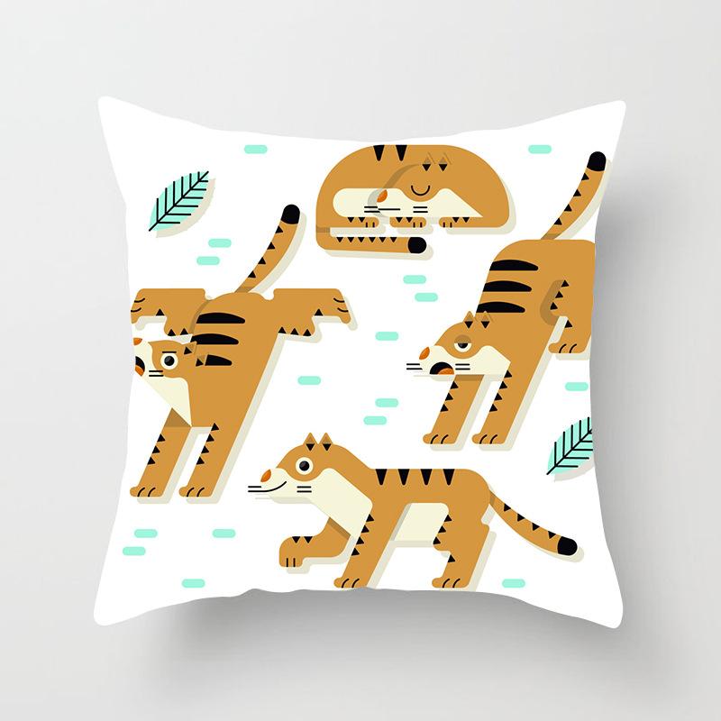 Home Decor Cute Cartoon Tiger Printed Pillowcases for Fun Pattern Cushion Cover Suitable for Sofa Bedroom Car Pillow Cover
