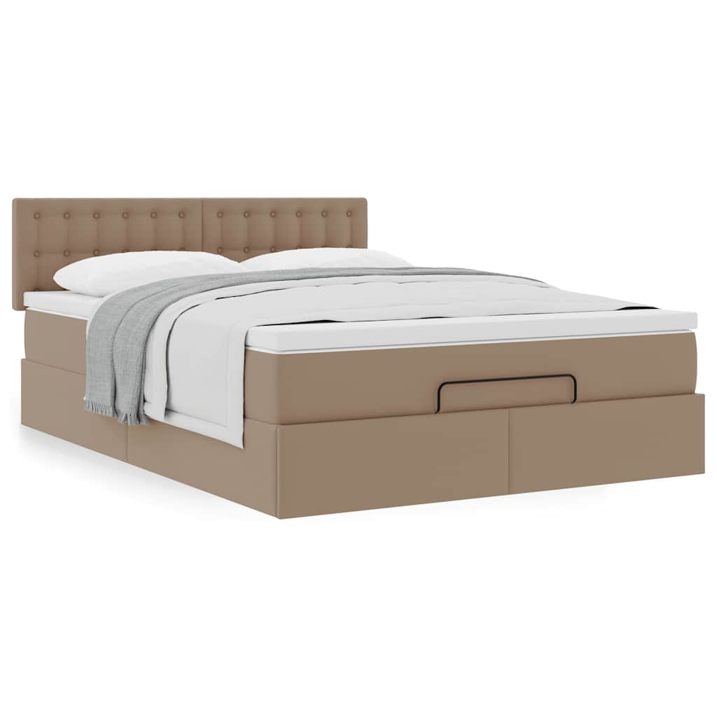 Ottoman Bed with Mattress Cappuccino Brown 140x200 Cm Faux Leather