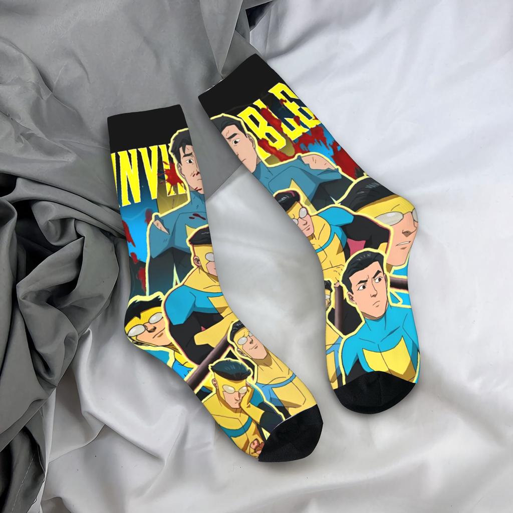 Adults Men Socks Allen The Alien Invincible Anime Stockings Autumn Funny Warm Soft Socks Printed Climbing Non-Slip Socks