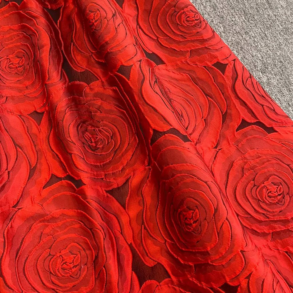 Elegant Women Contrast Color High Waist Evening Dress Beautiful Chic Jacquard Waist-cinching A-line  Spring New Women DRESS