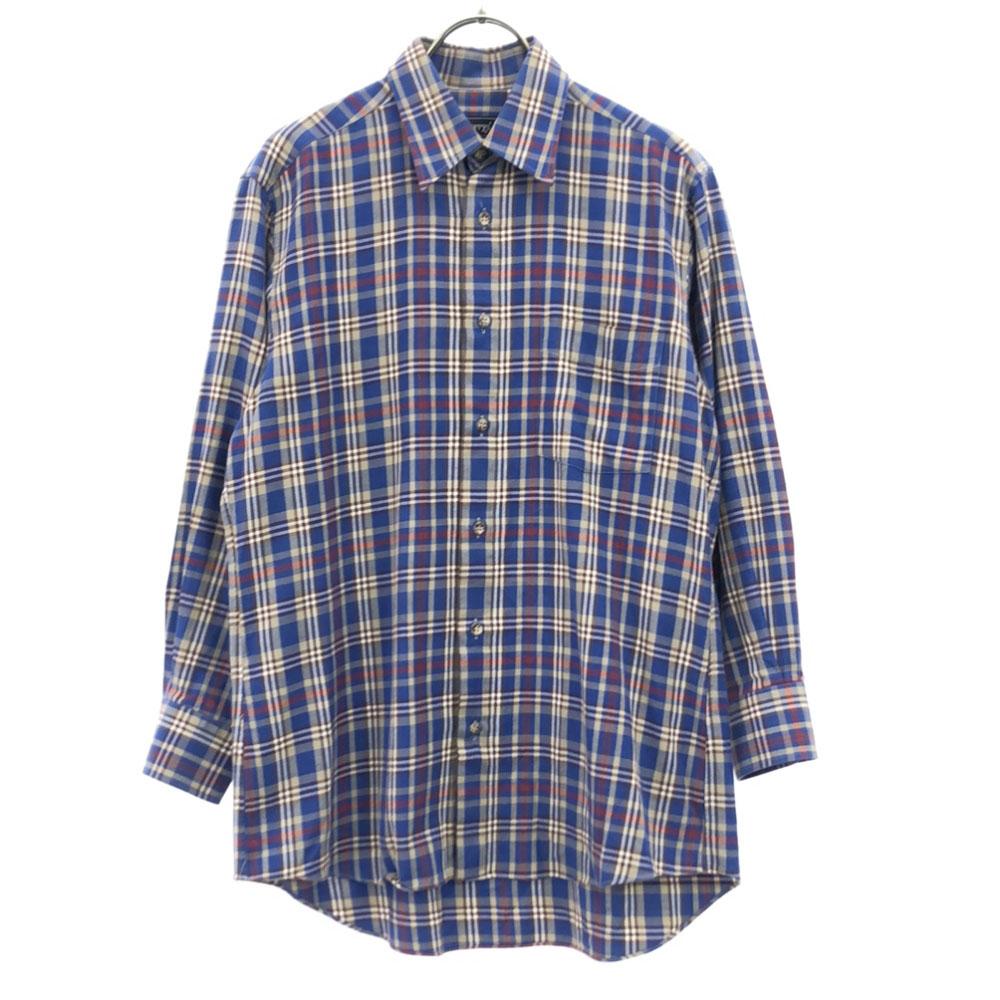 

Burberrys 90s Check Pattern Long sleeve shirt Blue Custom-made Old Men s Used
