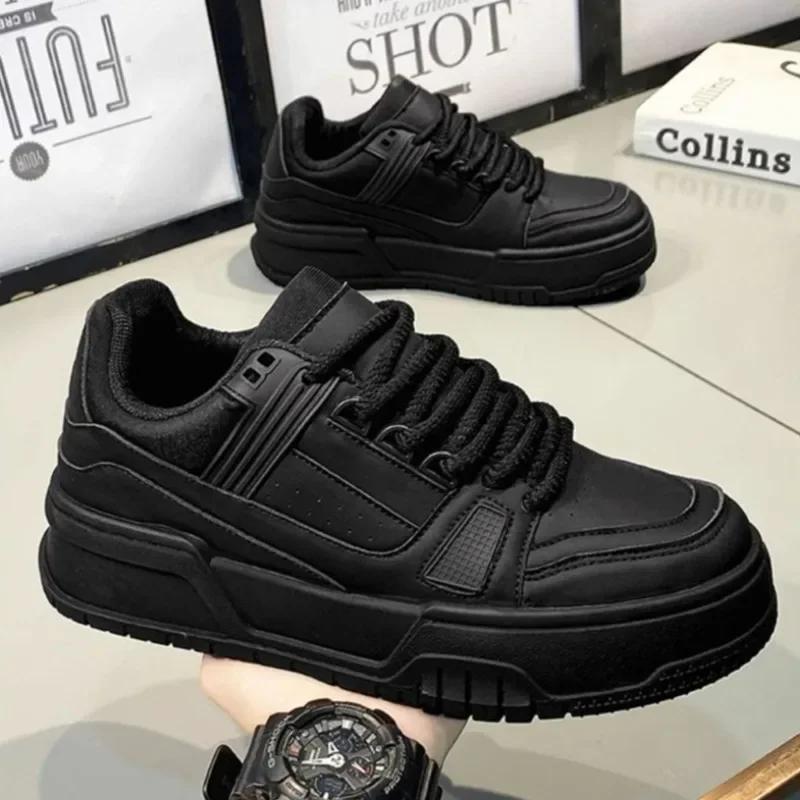 Fashion Men's Shoes 2025 Spring and Autumn New Fashion Versatile Casual Board Shoes Retro Lace Up Thick Soled Sports Shoes
