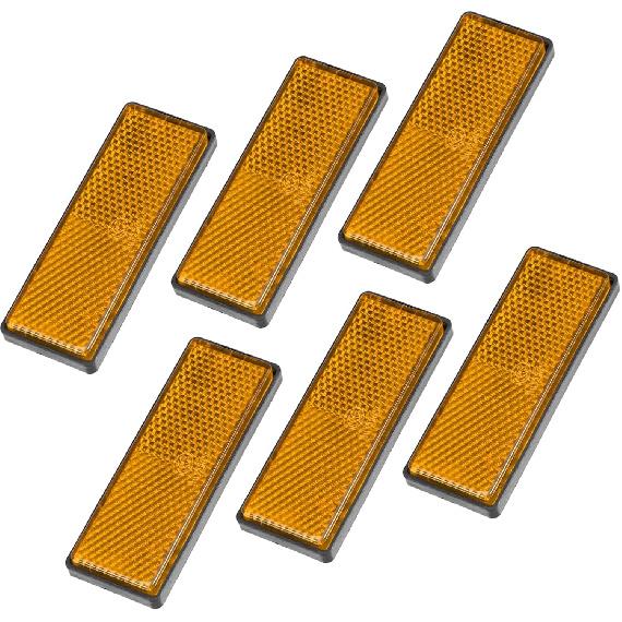 6 Pcs Rectangular Stick-on Safety Spoke Reflective Self Adhesive Reflector for Gate Posts Cars Trailer Motorcycle Trucks Boat Bicycle Bike Orange