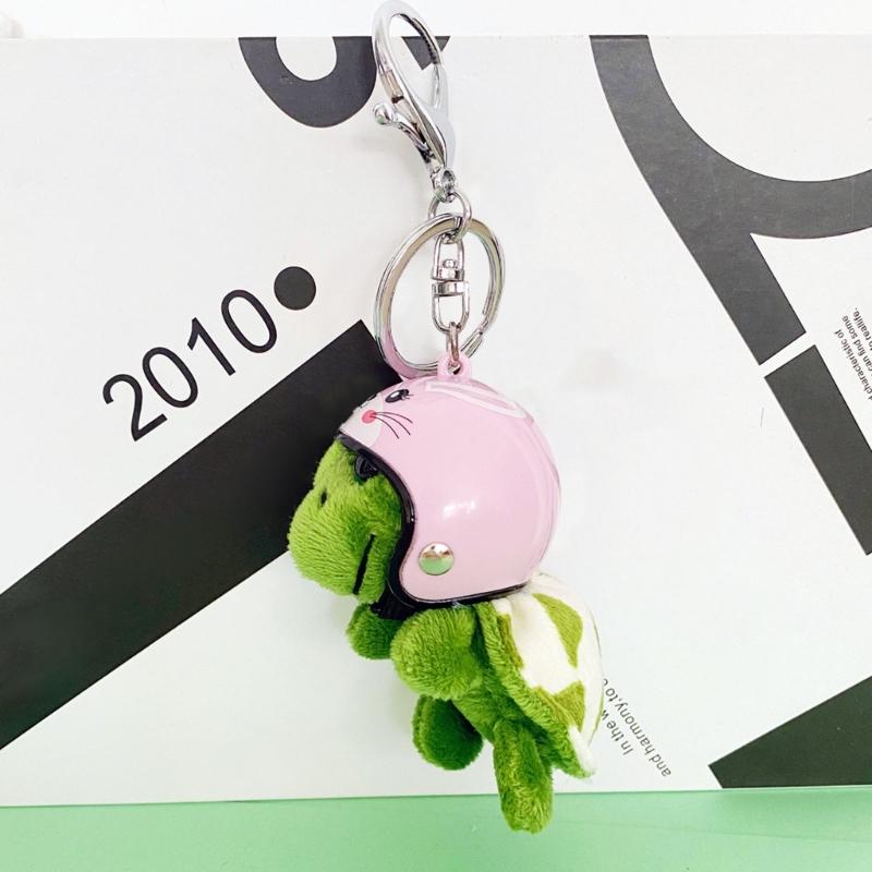 Fashion Lovely Plush Helmet Turtle Keyholder Cute Animal Keychain Bag Charm Pendant Toy Car Keyring Jewelry Party Gift