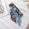Summer French Retro Blue Tied Hair Small Floral Long Silk Scarf Headband Braided Hair Chiffon Thin Ribbon Scarf