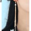 Women Bead Rhinestone Party Wedding Drop Chain Tassels Hook Linear Earrings