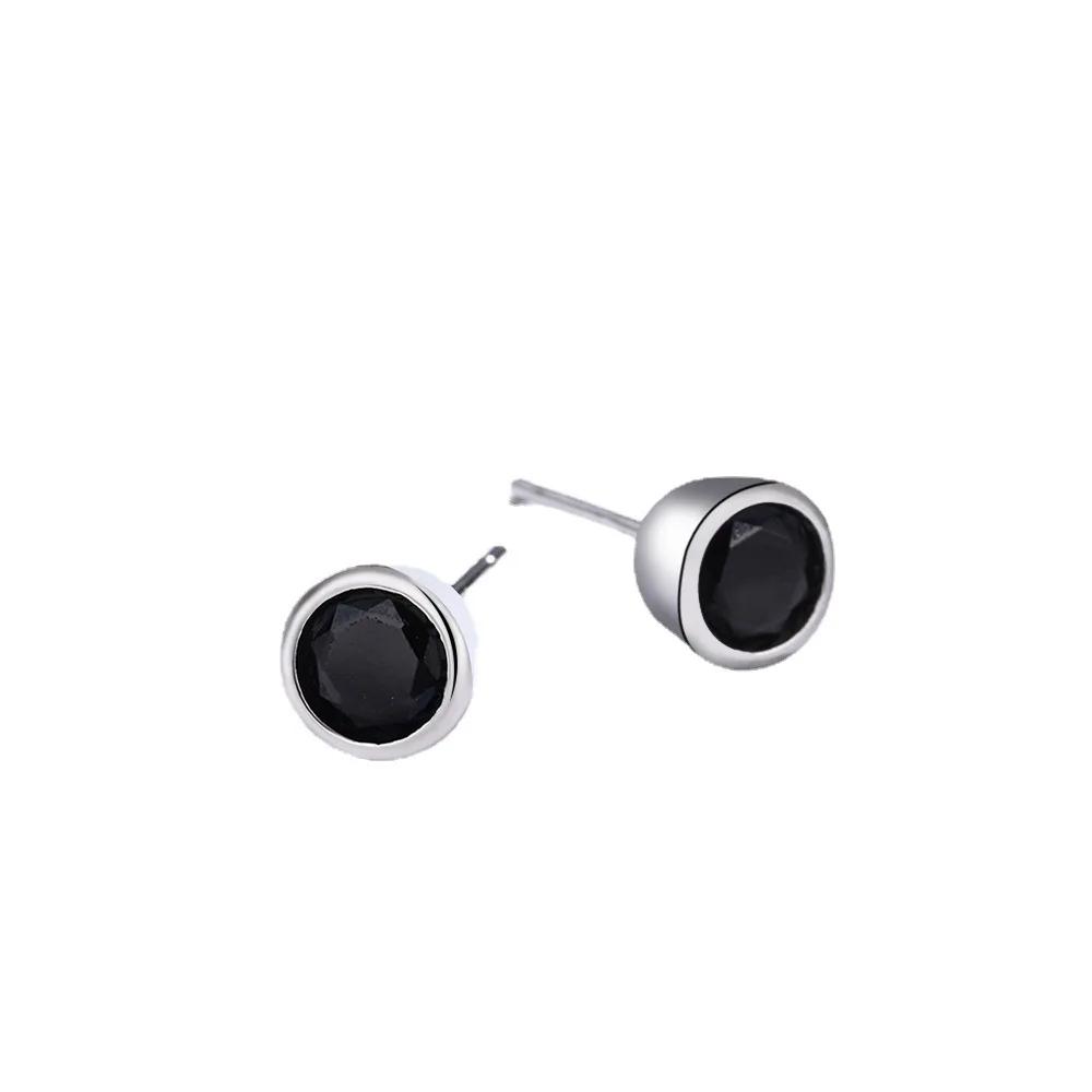Real 925 Sterling Silver Zircon Round Crystal Stud Earrings For Women Elegant Wedding Party Jewelry Pendientes Luxury Gift