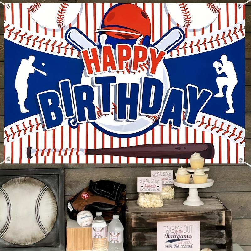 Sfondo Happy Birthday Baseball in Poliestere - Decorazione per Festa a Tema Sportivo per Casa o Stanza - Perfetto per Celebrazioni di Compleanno