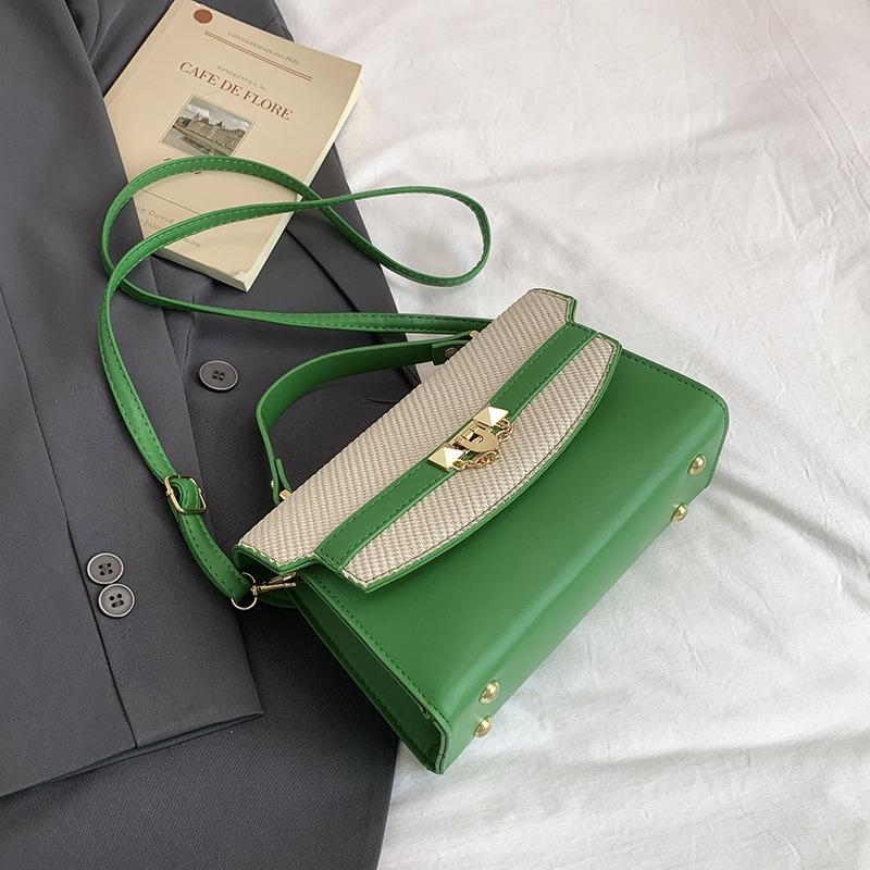 

Summer new contrasting color Kelly bag handbag hand bag small bag high-end fashion shoulder messenger bag зелёный