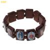55KF 4 Pcs Elastic Bead Bracelet Wooden Bracelet Religious Bracelet for Unisex