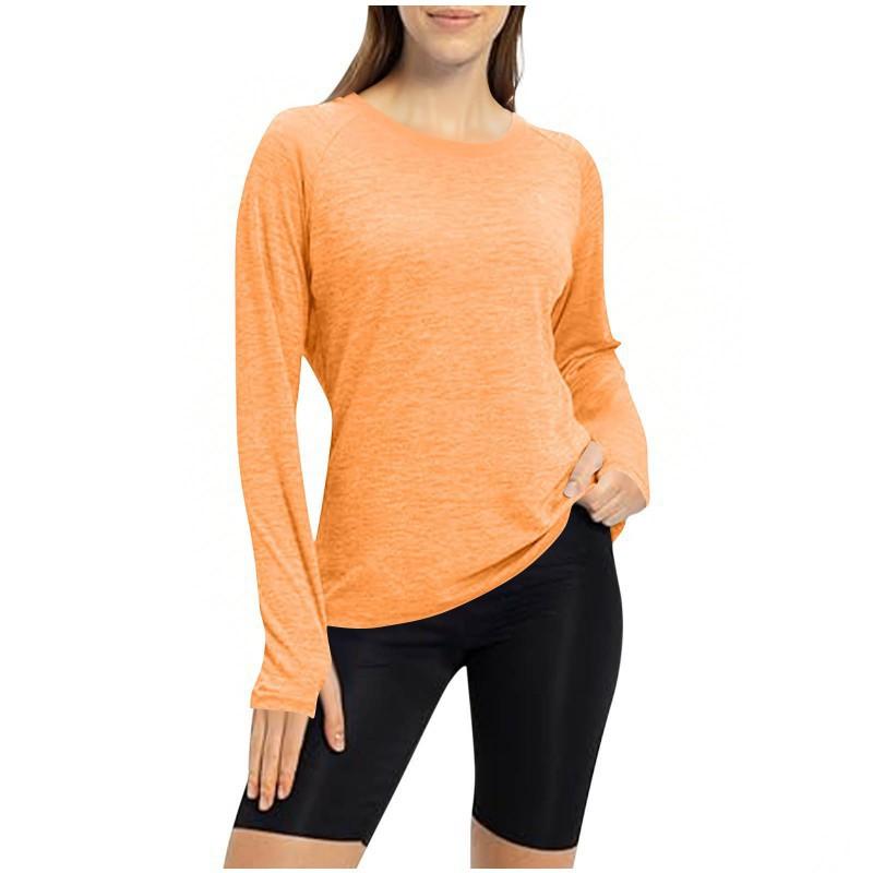 2026 Round Collar With Finger Tips Yoga Long-sleeved Training Running Sports Top T-shirt Women