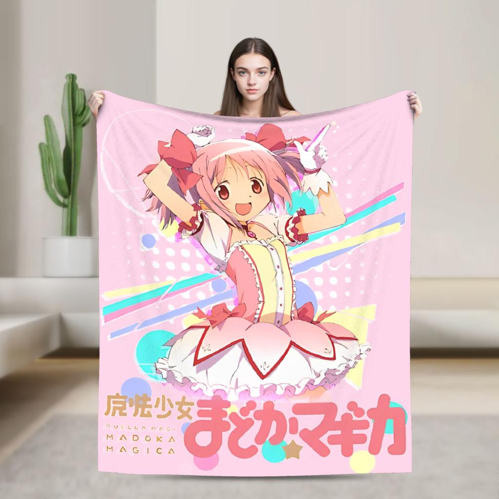 Puella Magi Madoka Magica Blanket Anime Flannel Awesome Soft Throw Blanket for Bedding Lounge Decoration
