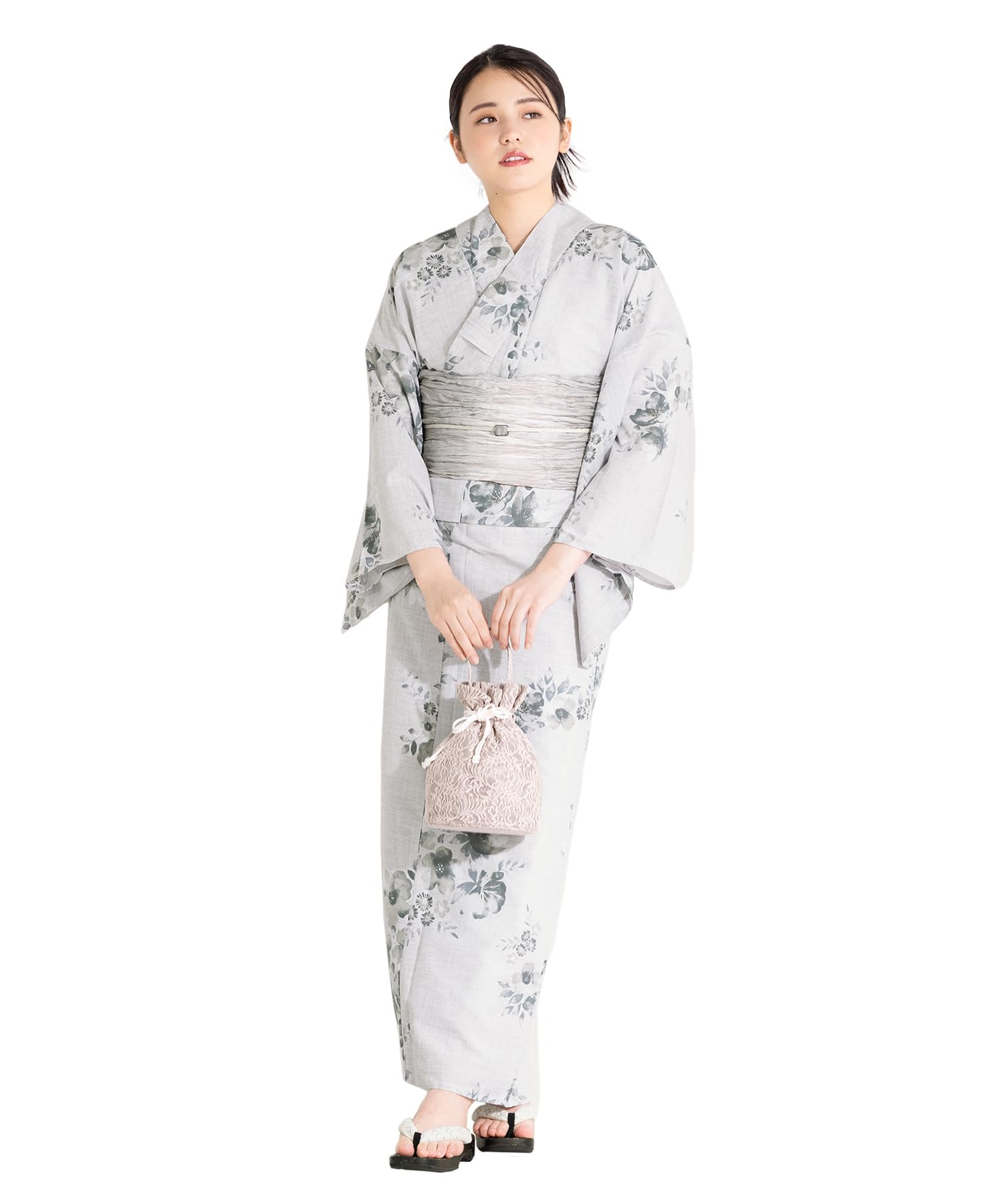 

SOUBIEN Набір Юката та Безкоштовний Сірий з Квітковим Принтом та Жіночий Костюм-двійка (Юката Обі), Розмір, Сіро-бежевий, ykt10089-obs10011