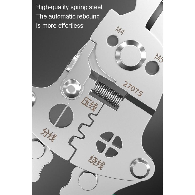 Foldable Wire Stripper Crimping Pliers Tool Multi Function Design For Electrician Work With Compact Steel Construction