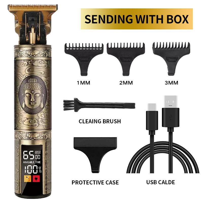 Kit Tondeuses et Tondeuses à Cheveux Professionnelles Vintage, Ensemble Rechargeable Sans Fil pour Coupe de Cheveux et Toilettage pour Hommes, Tondeuse à Barbe Avec