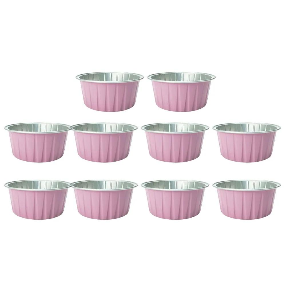 10pcs Gifts Reusable Aluminum Foil Tin Cup Small Baking Cake Tool Tinfoil Box Round Pudding Cake Mold