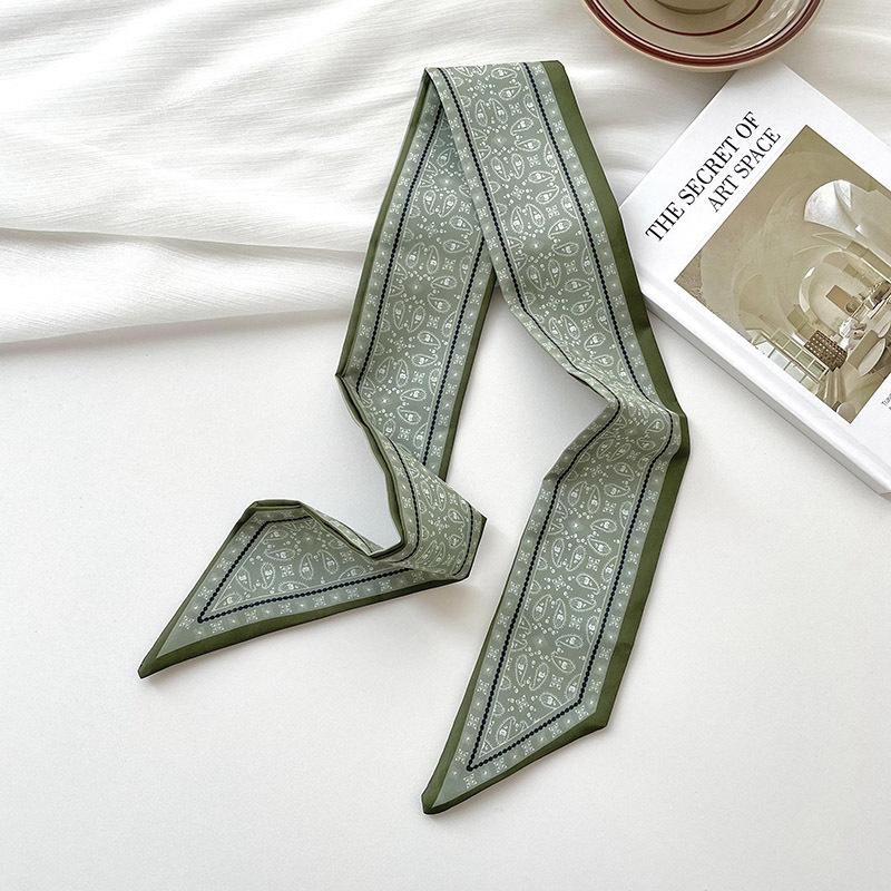 New Luxury Brand Model Small Silk Scarf Women Hair Band Bag Handbag Handle Ribbon Scarf Band Neck Scarves Neckerchief