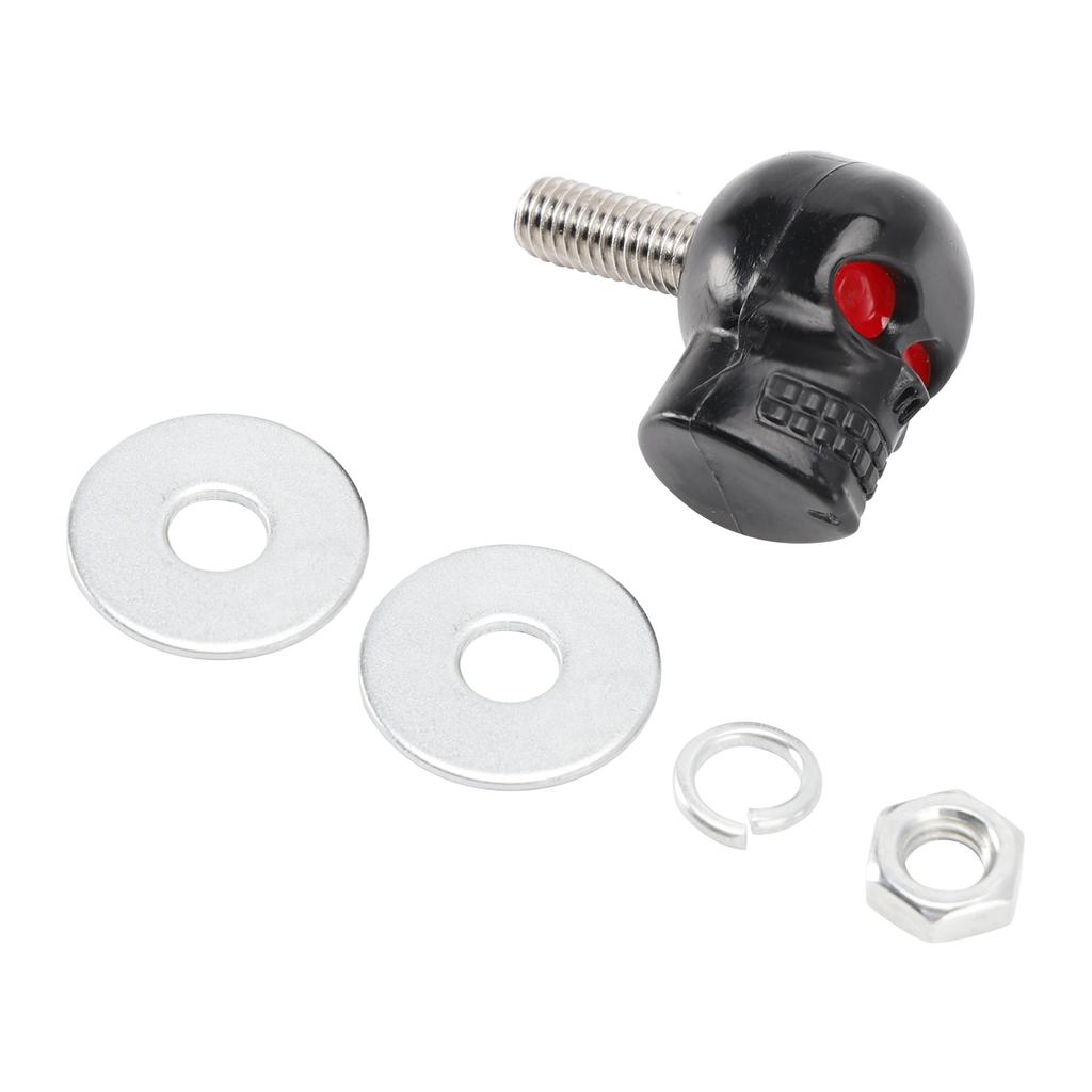 2x Custom SKULL License Plate Bolt Screw Black Plastic Motorcycle Chopper Bobber