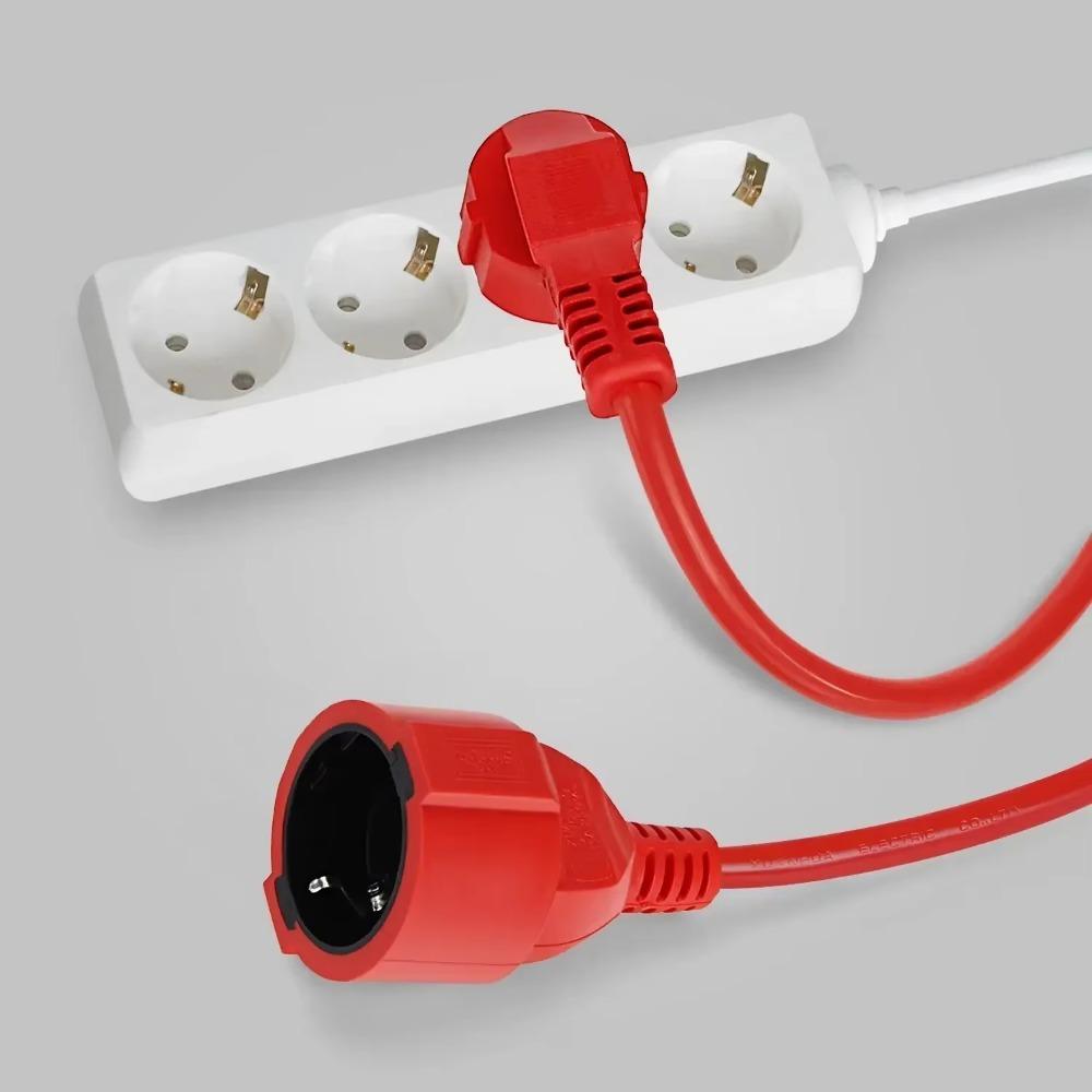 Melery Cabo de extensão de régua de energia 5/10 m, 10 A, tomadas da UE, 2500 W, tomada elétrica Schuko vermelha, tomada interna e externa, engenharia