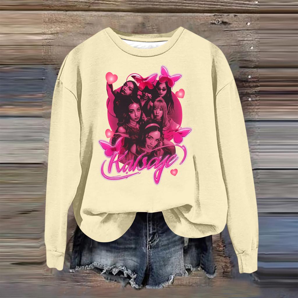 Women's Fashion Casual Long Sleeve Loose Printed Sweatshirt