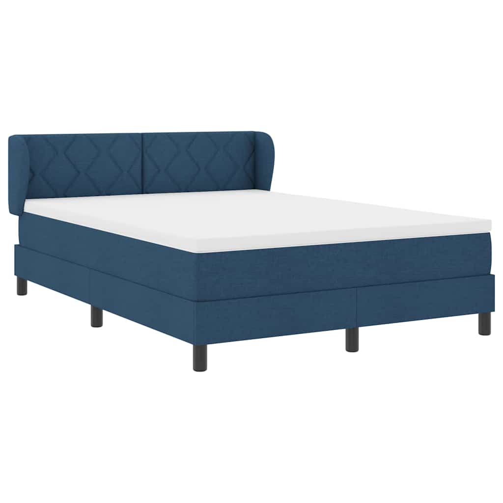 Boxspring Bed with Headboard Blue 140 x 200 cm Fabric