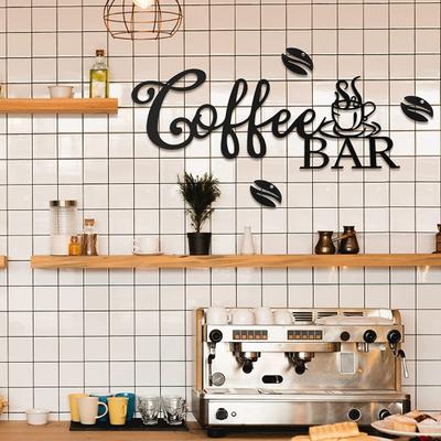 Metal Coffee Bar Sign Rustic Wrought Iron Coffee Bar Hanging Wall Decor Easy To Install Exquisite Workmanship Coffee Wall Art