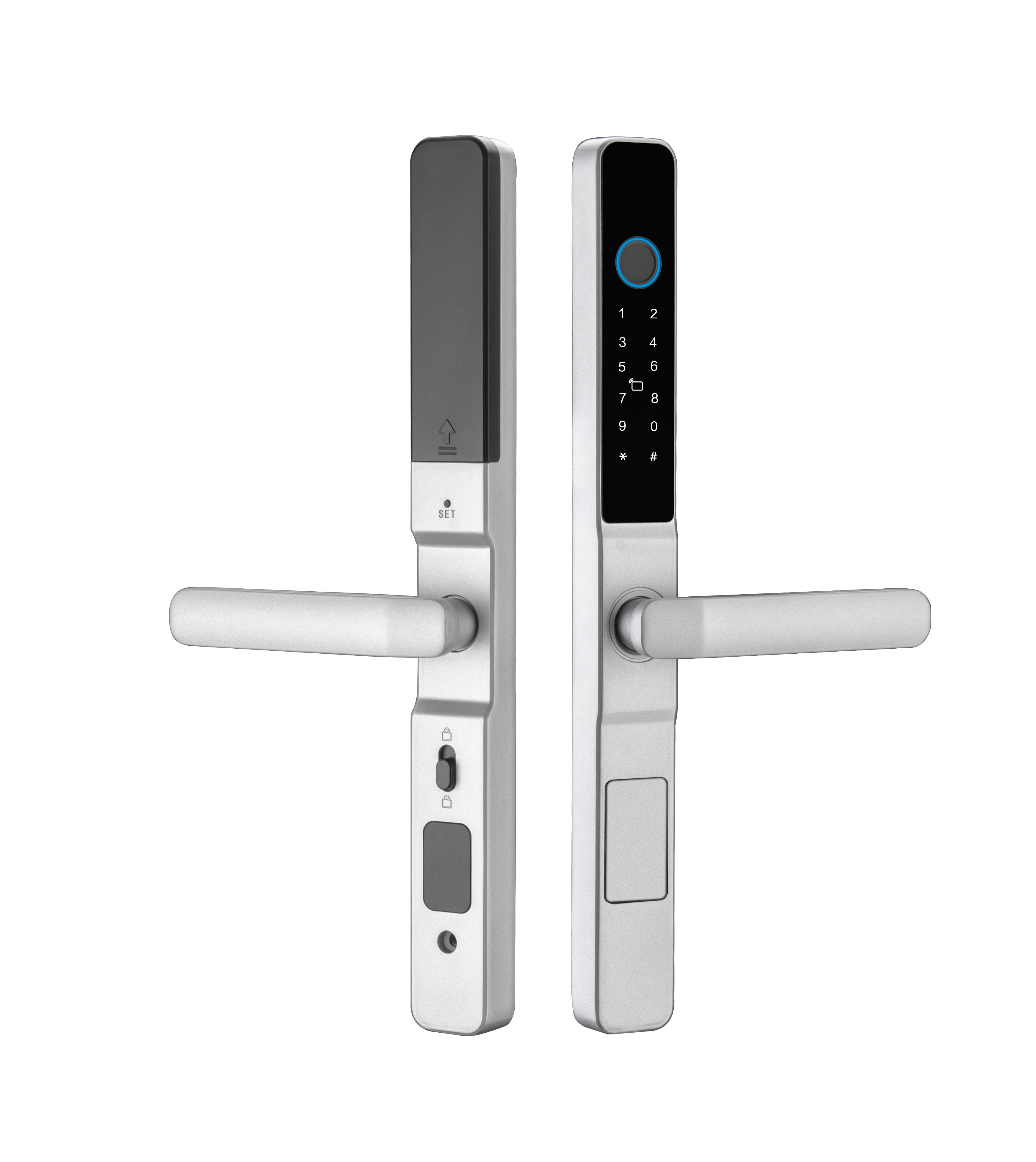 Aluminum Waterproof Tuya Wifi Ttlock Biometric Digital Fingerprint Smart Door Handle Lock (Silver,Aluminum Door&Door Lock&Aluminum alloy) серебряный