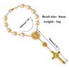 New Religious Rosary Bracelet For Women Fashion Cross Charm 8MM Glass Beaded Chain Bracelet Men Prayer Party Jewelry Gift