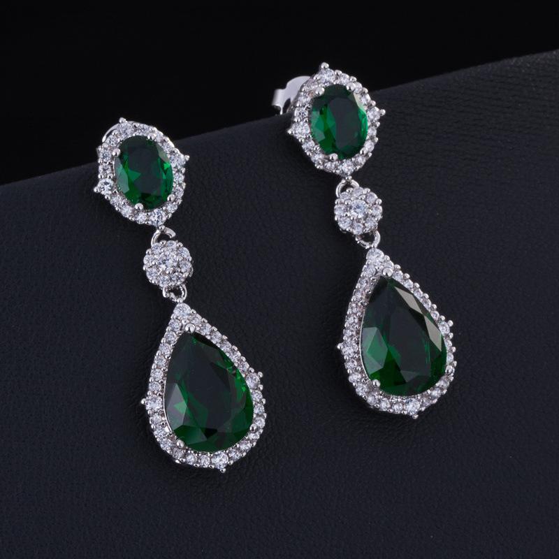 

Серьги Изысканный Циркон Микро-Инкрустация Ювелирные Изделия Качество Прилавка Продукты Tmall зелёный