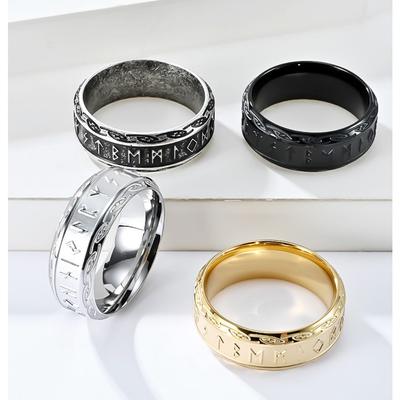 Anello Vikingo in Acciaio Titanio Argento Retro Stile Nordico