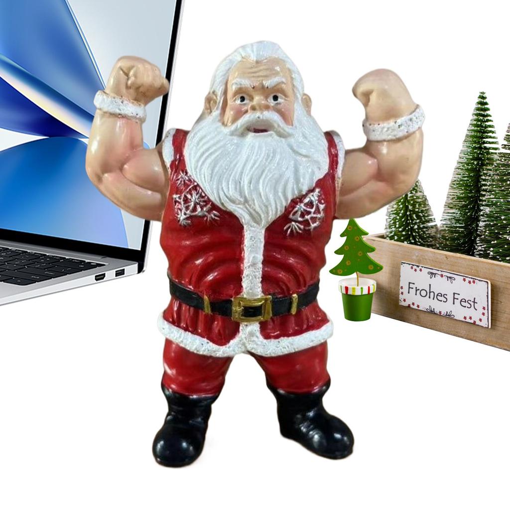 Humorous Muscle Santa Claus Figurines Resin Christmas Crafts Ornaments Christmas Funny Muscle Figurine Home Decoration