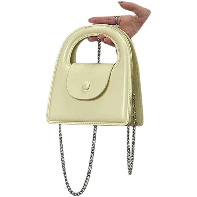 New Candy Color Cream Yellow Handbag for Women Girls Solid Color Small Round Bag Chain Crossbody Bag Versatile Handbag