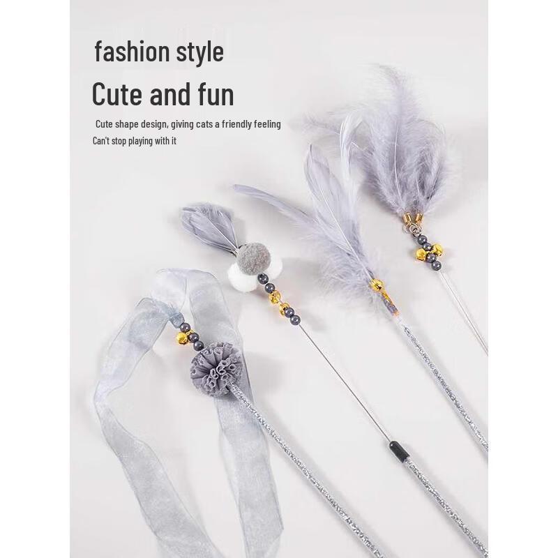 Fairy Long Handle Cat Teaser Wands - 4 Pack
