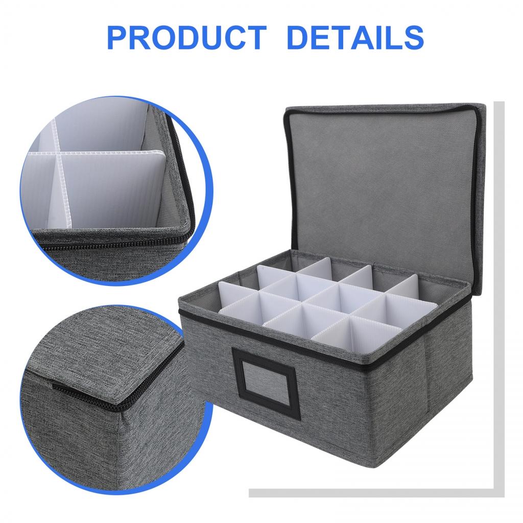 Whiskey Glass Storage Box with Clear Identification Tags and Secure Closure